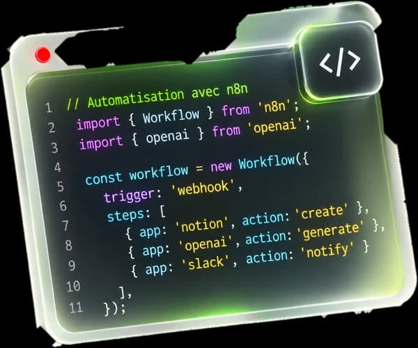 Code d'une automatisation n8n avec OpenAI, Notion et Slack