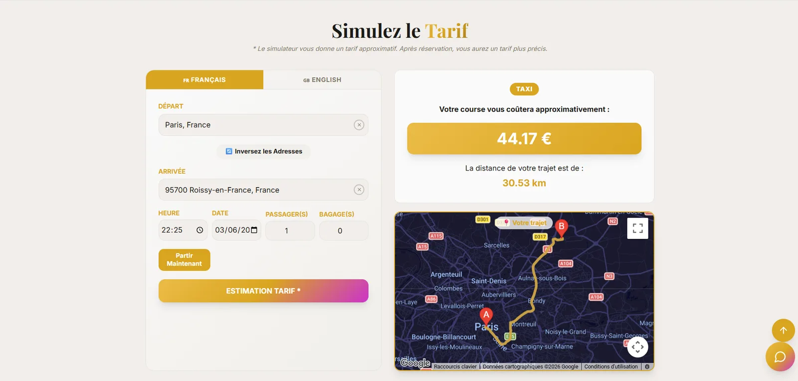 Page d’accueil du site Taxi Cessieu